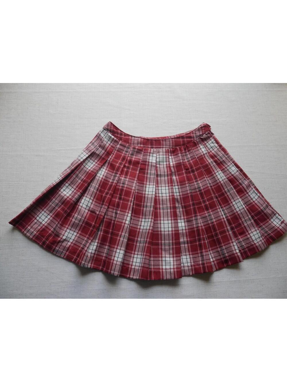 Festival FOREVER 21 Plaid Pleated Mini Skirt Womens S Tartan Red White Black
